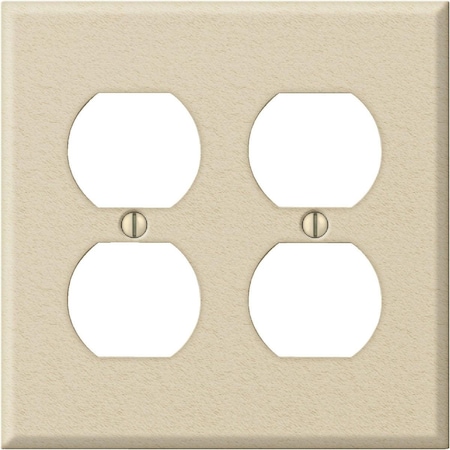 Amerelle PRO 2-Gang Stamped Steel Outlet Wall Plate, Ivory Wrinkle C982DDIV